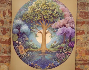 Tree of Life Wall Art – Árbol Colorful Fantasy Printable Poster – Mystical Tree Illustration – Instant Download – Digital Art for Home Decor