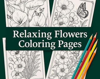 Ontspannende bloemen – afdrukbare kleurplaten voor volwassenen | 32 ingewikkelde bloemmotieven voor rust, mindfulness, stressverlichting en kunstzinnige therapie