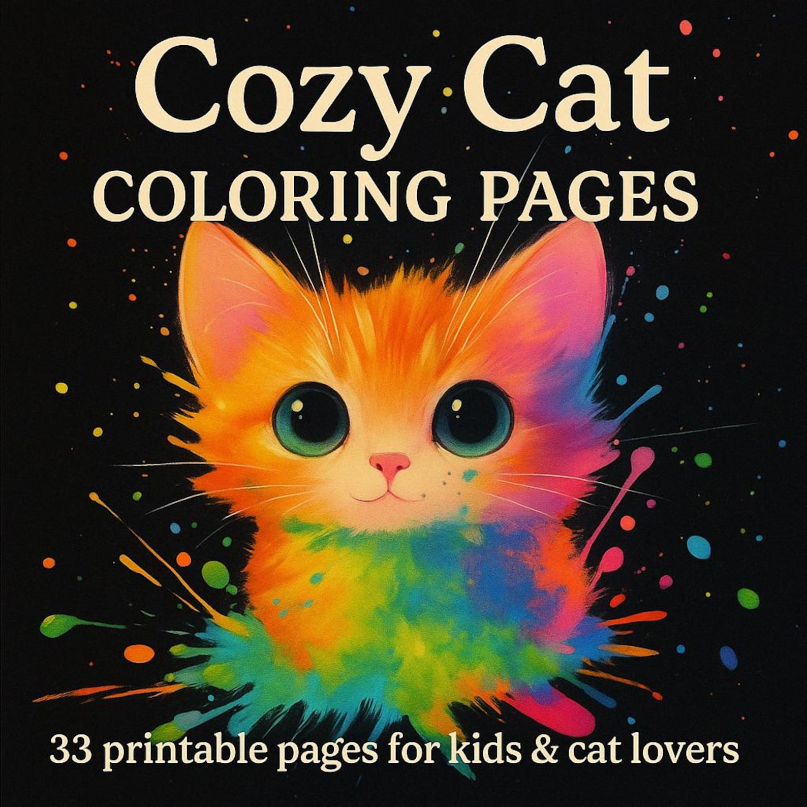 Cozy Cat Coloring Pages – Printable Bundle of 33 Cute Cat Illustrations ...
