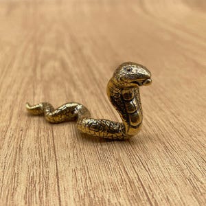 Brass Snake Figurine | Handmade Vintage Copper Cobra Zodiac Animal | Symbol of Wisdom & Rebirth | Feng Shui Decor Gift Ornament