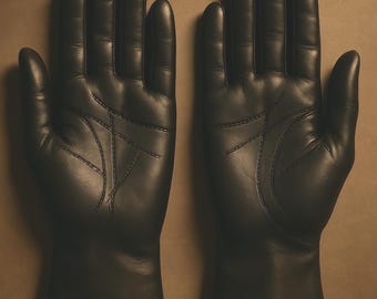 Кожаные перчатки с подкладкой или без нее с линиями на ладони, приносящими удачу