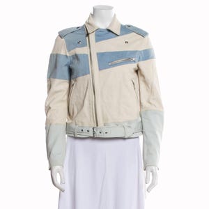 Colorblock Leather Biker Jacket Women’s Vintage Moto Streetwear Coat Designer Style Outerwear