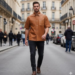 cognac dress shirt Vestido Midi Lucia Shirt - Coac