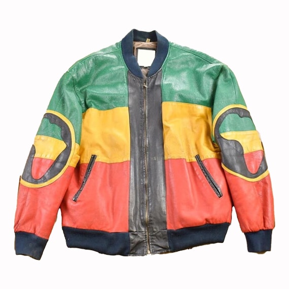 Leather Jacket Orange And Green Jacket GATORADE Green Satin Jacket