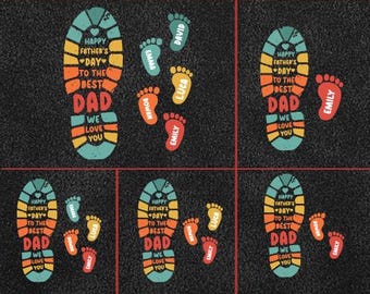 Vintage Happy Father's Day To The Best Dad We Love You Png, Personalized Fathers and Childs Footprints, Dad Kid Footprints Png, Father's Day
