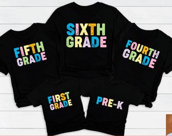 Preppy Zurück in die Schule Blumenbündel SVG, Erster Schultag Designs, Kindergarten bis zur dritten Klasse, Retro Lehrer Hemd Neon Sublimation