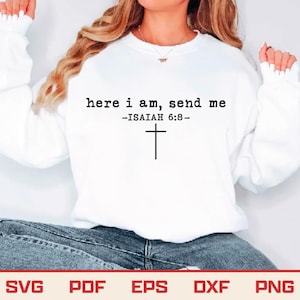 Jesaja 6:8 Bibelvers SVG, kristen skjortdesign (digital nedladdning)