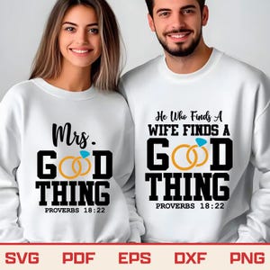 He Who Finds A Wife Finds A Good Thing Svg, Wifey Found Svg, Couple Svg, Husband And Wife Svg, Gift For Her, Couple Shirt Svg, Silhouette