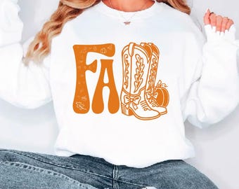 Fall Cowboy Boots SVG, Pumpkin Shirt Design (Digital Download)
