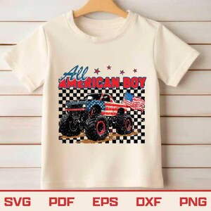 Retro All American Boy Svg Png, USA Monster Truck Svg, Patriotic Boys 4th of July Png, Kids Patriotic Png, 4th Of July Png American Flag Png