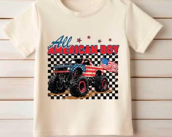 Retro All American Boy Svg Png, USA Monster Truck Svg, Patriotic Boys 4th of July Png, Kids Patriotic Png, 4th Of July Png American Flag Png