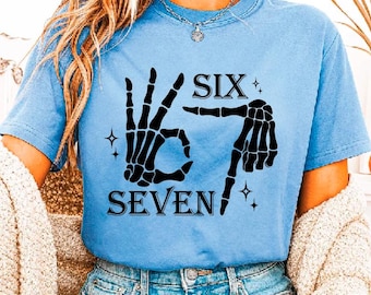Six Seven 6 7 Meme Funny Skeleton Hands Svg Png, Funny Halloween Bones Clipart, Spooky Skull Svg, Sublimation Design, Skeleton Hand Svg