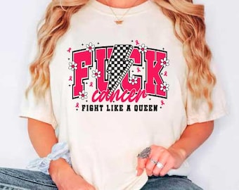 Fight Like a Queen Svg, Breast Cancer Awareness, Pink Ribbon (digitale download)