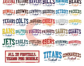 Paquete de 32 imágenes PNG de equipos de fútbol americano, diseños de fútbol americano, imágenes prediseñadas de deportes para el día del partido, diseño de equipo de fútbol americano, descarga digital.
