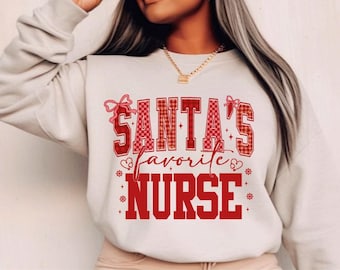 Santa's Favorite Nurse SVG, Christmas Nurse Png (Digital Download)