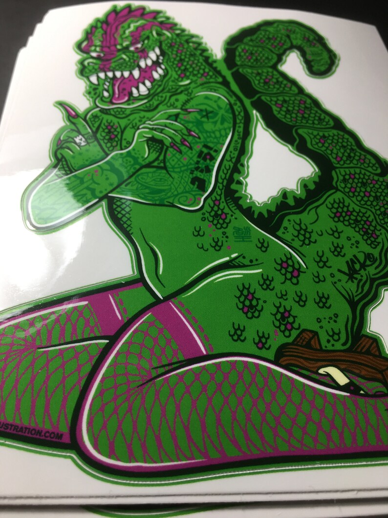 Geisha Godzilla Pin-Up Full Color Godzilla Monster Vinyl Sticker Decal image 3