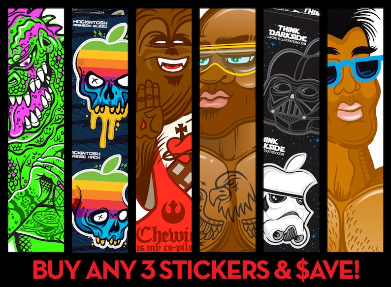 ANY 3 STICKERS 10 BUCKS Multiple Sticker Purchase. Combine any three stickers for one Price image 1