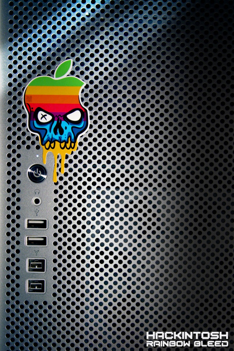 Hackintosh Apple Skull Logo Custom Mash Up MacBook iPhone Laser Printed Stickers Deluxe Full Sheet 4 Decals Per Set image 2