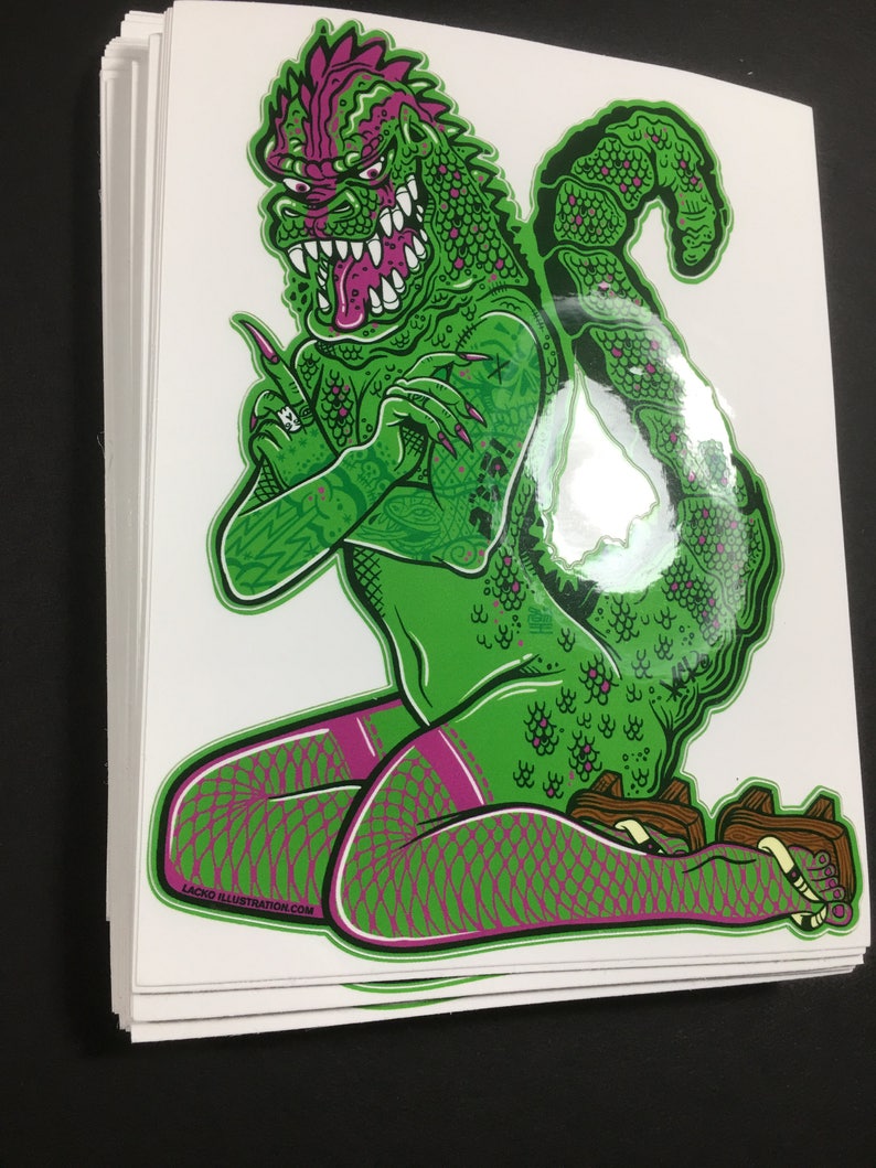 Geisha Godzilla Pin-Up Full Color Godzilla Monster Vinyl Sticker Decal image 2