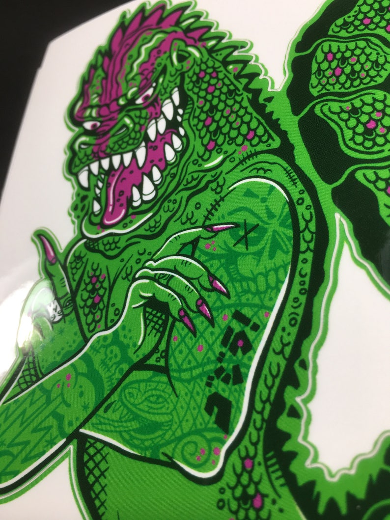 Geisha Godzilla Pin-Up Full Color Godzilla Monster Vinyl Sticker Decal image 4