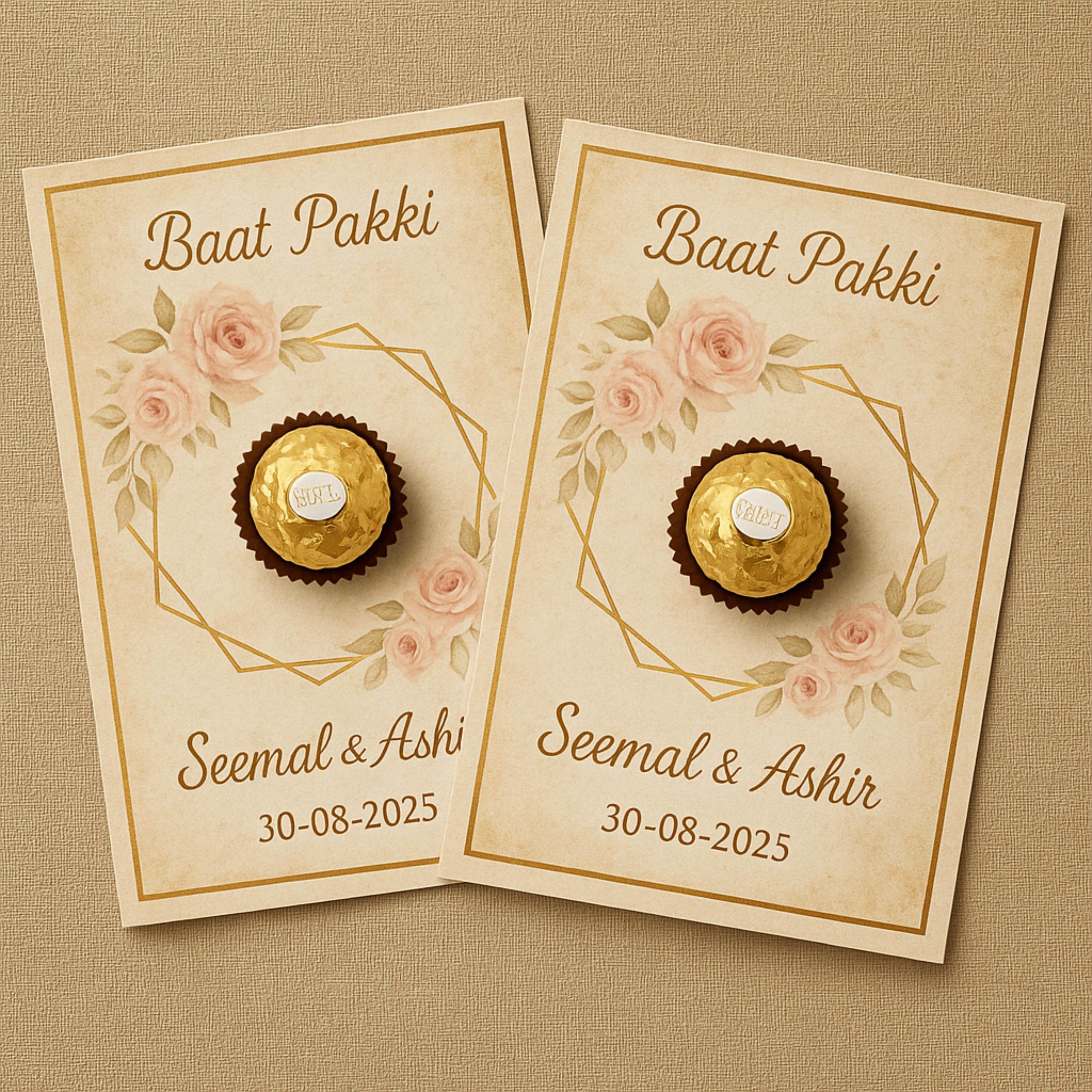 Floral Baat Pakki Invitation Chocolate Cards | Personalized Engagement ...
