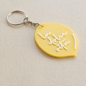 La Dolce Vita Keychain, 3d Printed Keychain, Aesthetic Cool Keychain, Handmade Keychain, Bag Charm Keychain, Lemon Keychain, Yellow Keychain
