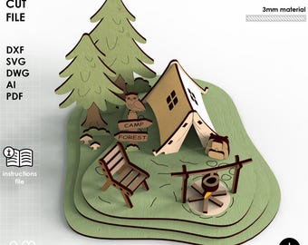 Camp Diorama Laser Cut File – Digital Download
