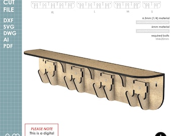 Wall-Mounted Coat Rack & Shelf, Laser Cut File, Home Decoration