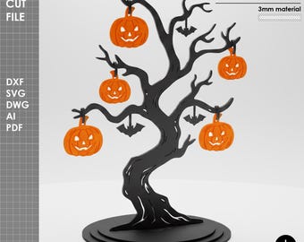 Halloween Pumpkin Tree Decoration, Jack O’Lantern Hanging Ornaments, Laser Cut File – Digital Download