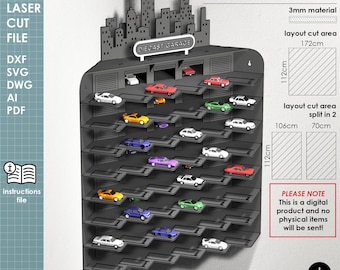 1/64 Corner Diecast Car Display, Laser Cut File