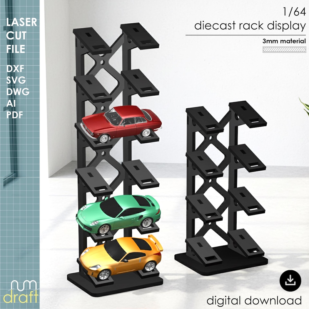 Diy Die Cast Rack 1/64 Scale Diecast Rack Display, Laser Cut File - Etsy