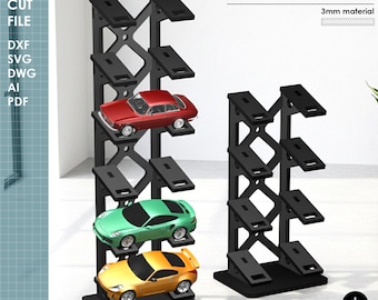 1/64 Scale Diecast Rack Display, Laser Cut File