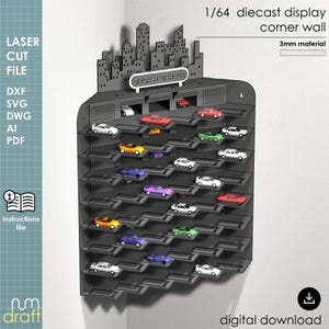 1/64 Corner Diecast Car Display, Laser Cut File