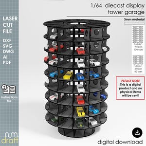 1/64 Diecast Car Parking Tower Garage Display, Laser Cut File