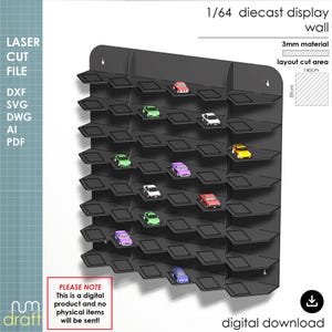 1/64 Wall Mounted Diecast Car Display, Laser Cut File