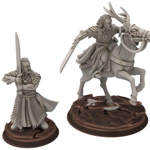 Darkwood - Wooden Elf Captain on Elk - Sylvara - Thornwild - Medbury miniatures
