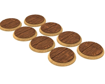 Civil - Textured Round Bases, lot of 25mm to 130mm wooden ship wood