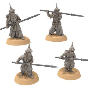 Harad - x4 Southron Conscripts with Spears - Dunes of Qarath - Medbury miniatures