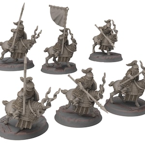 Dwarves - Mountain Goat Cataphracts with modular weapons - Stonewards - Steelhalls - Medbury miniatures