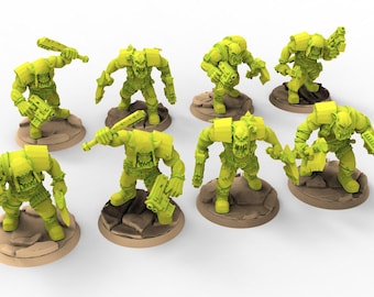 Piel verde - Paquete monopose de Orcos Merodeadores - Miniaturas maliciosas