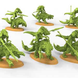 Hombres Lagarto - Caballería Sauria sobre Gorgonopsianos - ClayBeast Miniatures