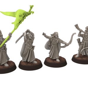 Darkwood -  Gwyrdgalas Elven Captains, Musician, Banner - Sylvara - Thornwild - Medbury miniatures