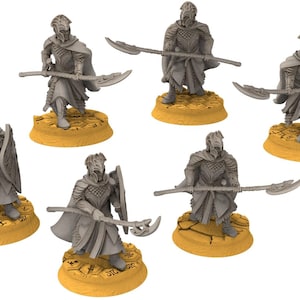 Darkwood - Rivandall - Heavy spearmens Elven Warriors, Modular heads shields - Sylvara - Thornwild - Medbury miniatures