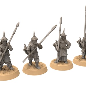 Harad - x4 Southron Conscripts with Spears & Bows - Dunes of Qarath - Medbury miniatures