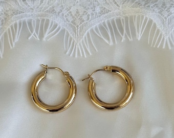 18K Gold Plated Hoops - Stainless Steel Jewellery