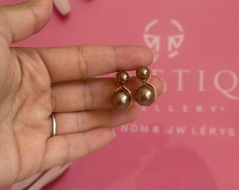 Bronze Pearl Earring- Sterling Silver- Evening Wear Jewelry