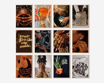 Urban Girl Wall Gallery; Feminine Wall Art, Black Woman Print (Digital Download Set 12)