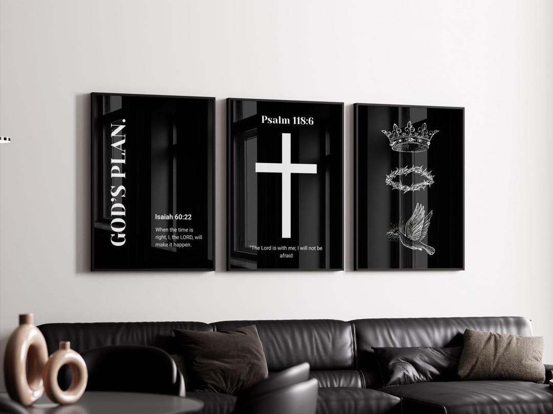 Black Christian Wall Art; Minimalist Bible Verse Prints (digital ...