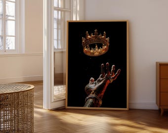 Black King Wall Art; Masculine Wall Print, Men Room Decor (Digital Download)