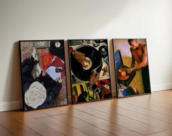 Arte mural de hombre negro, decoración para habitación de estilo urbano (juego de 3 impresiones digitales)